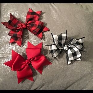 pick 1 Hair bow cute plaid with tails on French barrette 5-6” across